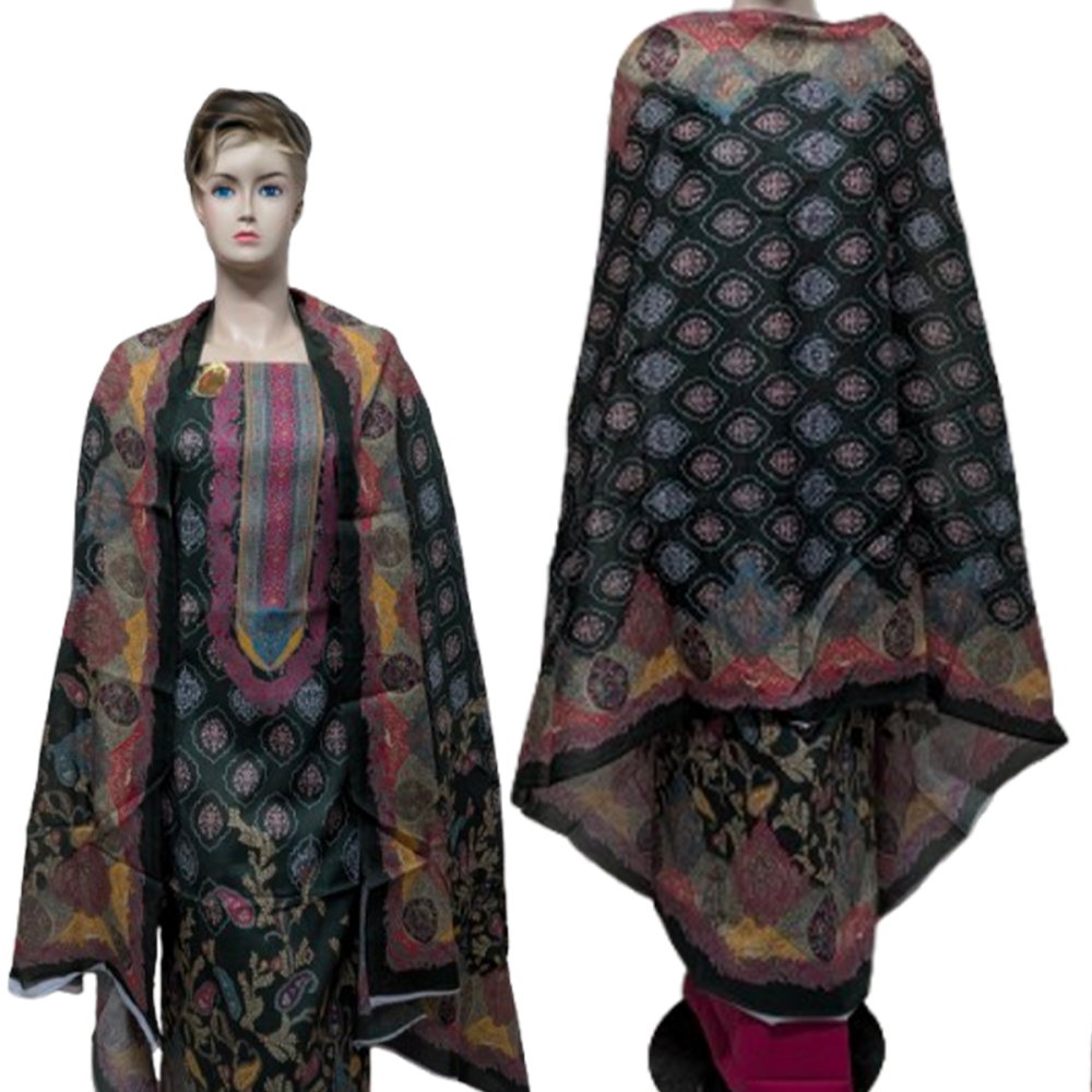 Unstichied screen print cotton three piece salower kameez